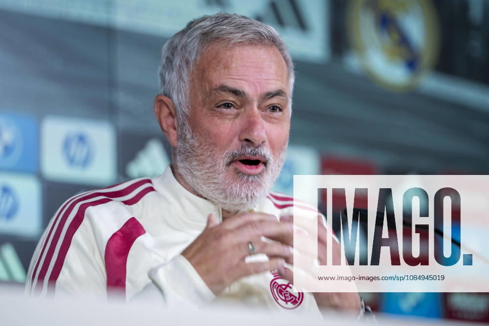 Real Madrid Training Session and press conference, PK, Pressekonferenz Jose Mourinho, Head Coach of Real Madrid, speaks during a press conference ahead of the LaLiga EA Sports match against FC Barcelona, Barca at Ciudad Real Madrid on October 24, 2026 in Valdebebas, Spain. Valdebebas Ciudad Real Madrid Madrid Spain