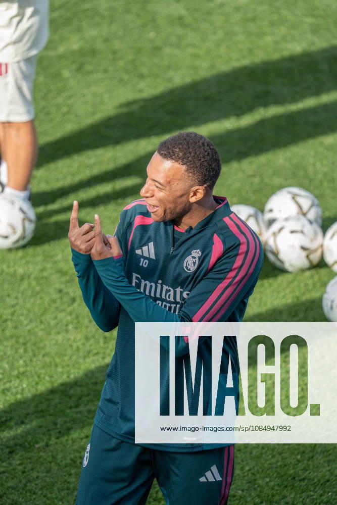 ESP Real Madrid Training Day: Kylian Mbappé of Real Madrid during the team s training session ahead of the Spanish League (LaLiga EA Sports) soccer match against FC Barcelona at the Real Madrid Sports Complex in Valdebebas, Madrid, on October 24, 2026, Spain, Madrid, Spain