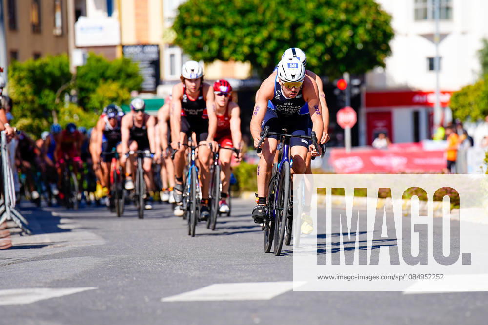 2026 Europe Triathlon Cup Alanya ANTALYA, TURKEY - OCTOBER 24: Gabin Yonnet of France leads a group of athletes in the bike leg during the elite men race of 2026 Europe Triathlon Cup Alanya on October 24, 2026 in Antalya, Turkey. Antalya Turkey