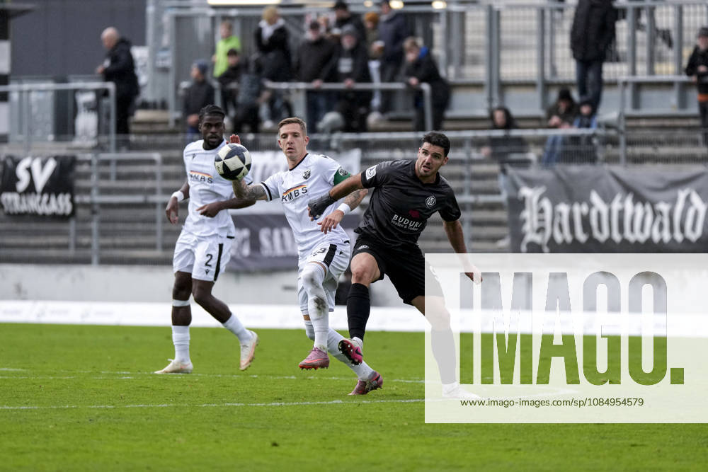 From left: Marco Kehl Gomez (SVS), 33, captain; Michael Kleinschrodt (Aalen), 9; tackle, game scene, duel, tackle, tackling, dynamism, action, 10 24 2026, Sandhausen, Germany, soccer, Regionalliga Southwest, SV Sandhausen vs. VfR Aalen