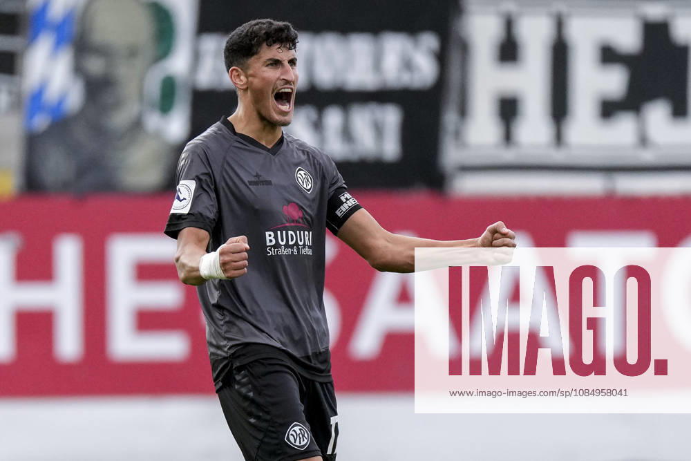 Ali Odabas Aalen, 17, captain, player for VfR Aalen, Celebration after the final whistle, joy over the victory, winners, celebrating, cheerful, positive, happy, optimistic, highlight, action, single frame, single photo, October 24, 2026, Sandhausen, Germany, soccer, Regionalliga Südwest, SV Sandhausen vs. VfR Aalen