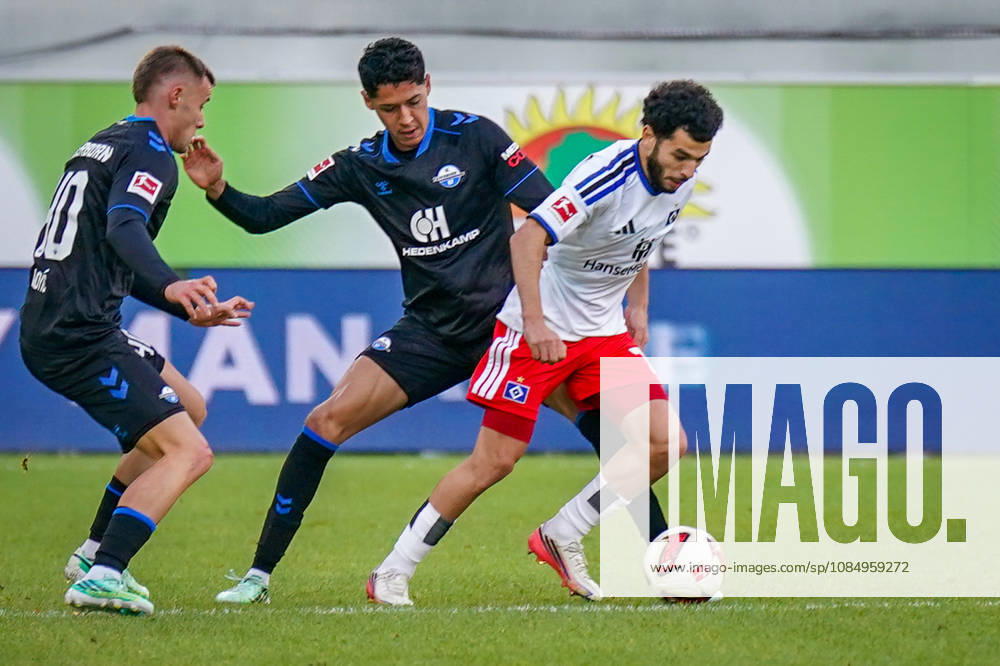 German Soccer Bundesliga 2026–2027, Matchday 7: SC Paderborn vs. Hamburger SV at Home Deluxe Arena, Paderborn; Zakaria El Ouahdi (Hamburger SV), 7 on the ball