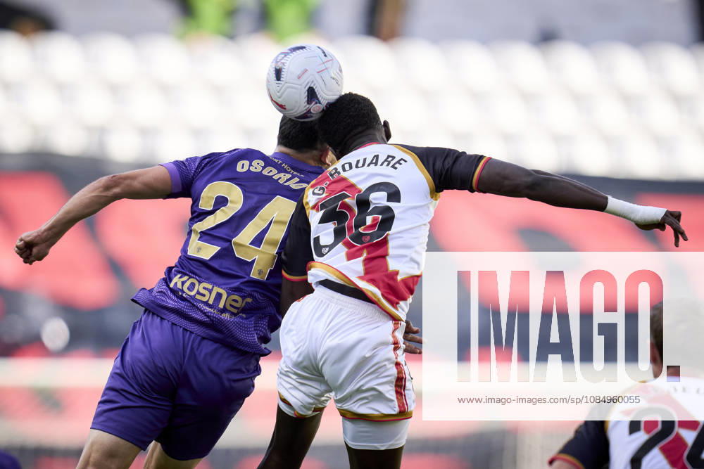 Abiel Osorio of Elche CF and Gnangoro Bouare of Rayo Vallecano in action during the Spanish League, LaLiga EA Sports, football match played between Rayo Vallecano and Elche CF at Vallecas stadium on October 24, 2026, in Madrid, Spain. Rayo Vallecano V Elche CF - LaLiga EA Sports - ZUMAa181 20261024_zaa_a181_160