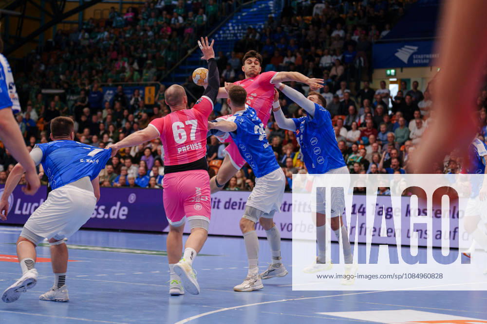 German Handball Bundesliga, Matchday 9: Dessau Roßlauer HV 06 vs. SC DHfK Leipzig; Matej Klima of SC DHfK Leipzig, No. 13, taking a jump shot on October 24, 2026, at the Anhalt Arena, Dessau-Roßlau, Saxony-Anhalt; Dessau-Roßlau, Anhalt Arena, Saxony-Anhalt, Germany