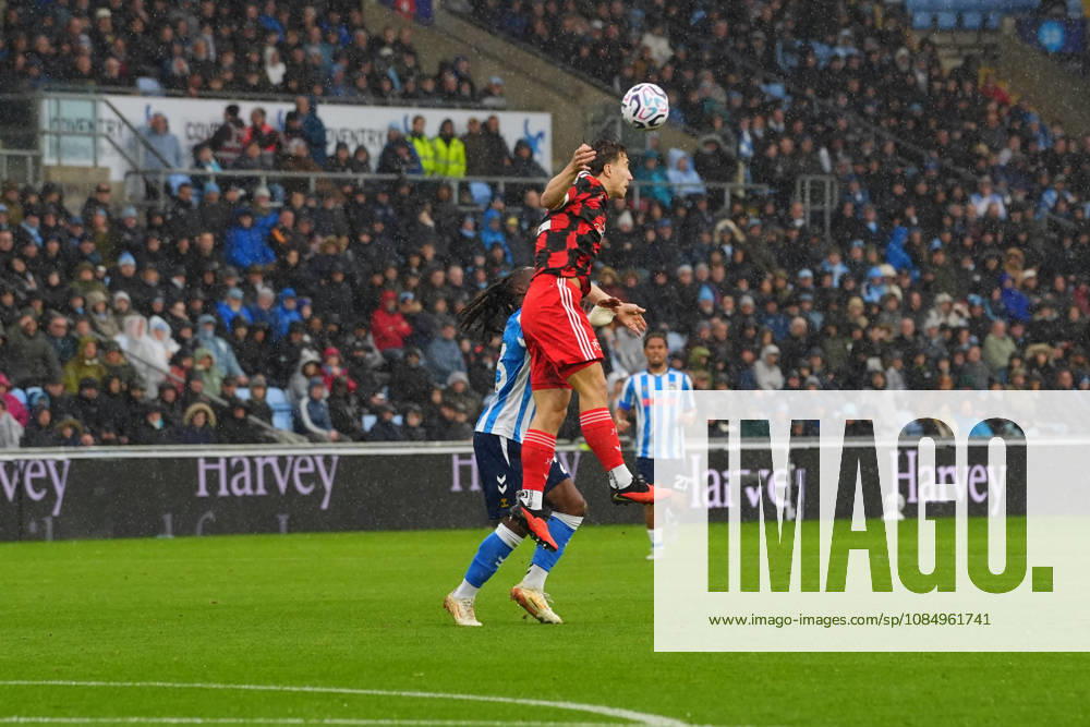 Coventry City and Fulham players battle for possession during the Premier League match between Coventry City and Fulham at Coventry Building Society Arena (Photo by Jay Soundo)