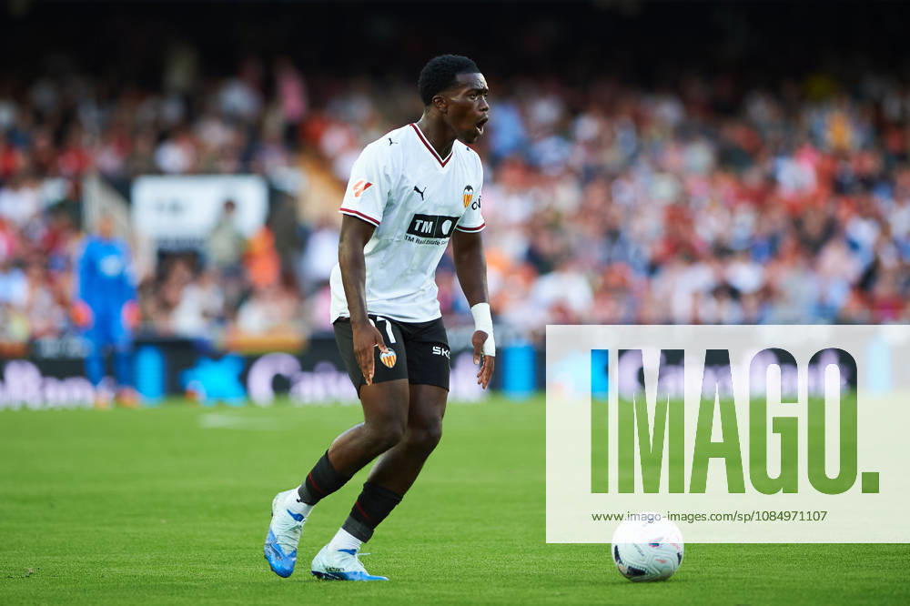 David Otorbi of Valencia CF during the LaLiga EA Sports match between Valencia CF and Villarreal CF at Mestalla on October 24, 2026, in Valencia, Spain