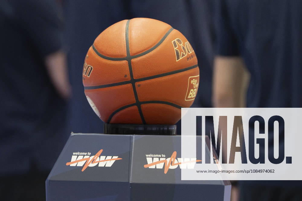 EasyCredit Basketball Bundesliga 2026–2027: Syntainics MBC vs. Rostock Seawolves, Weissenfels, Germany, October 24, 2026. Pictured: game ball, basketball feature, symbol, stock photo, characteristic, detail, Weissenfels Stadthalle, Weissenfels, Saxony-Anhalt, Germany