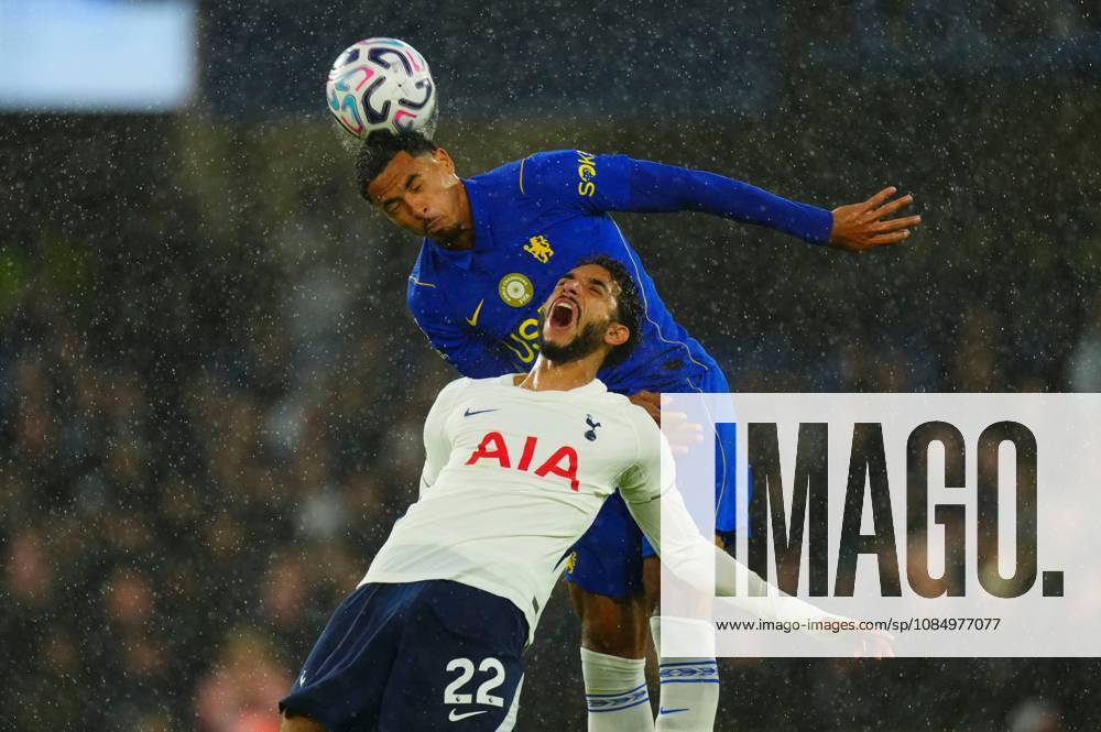 Levi Colwill of Chelsea battles with Omar Marmoush of Tottenham Hotspur Chelsea v Tottenham Hotspur, Premier League, Football, Stamford Bridge, London, UK - 24 Oct 2026London Stamford Bridge United Kingdom
