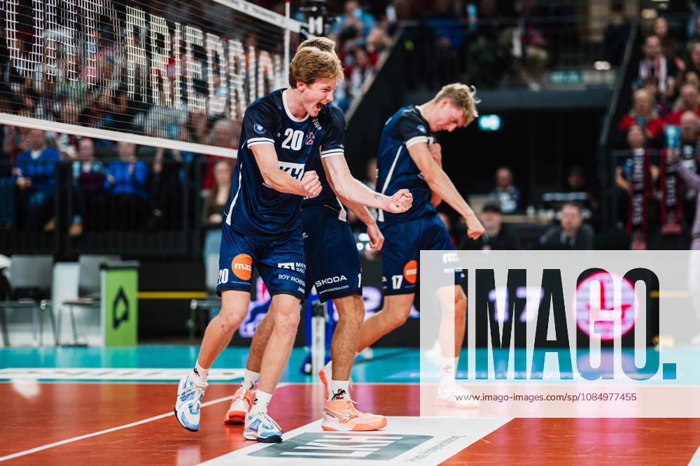 VBL SVG Lüneburg vs. SV Warnemünde, October 24, 2026, Patrick Kyle Rogers 20, SVG Lüneburg celebrates Volleyball, Bundesliga, Matchday 2, SVG Lüneburg vs. SV Warnemünde on October 24, 2026, at the LKH Arena, Lüneburg