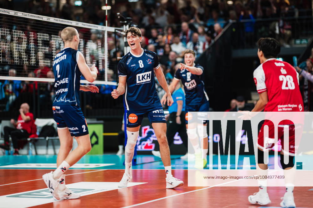 VBL SVG Lüneburg vs. SV Warnemünde, October 24, 2026 Cole Matthew Young 8, SVG Lüneburg celebrates Volleyball, Bundesliga, Matchday 2, SVG Lüneburg vs. SV Warnemünde on October 24, 2026, at the LKH Arena, Lüneburg