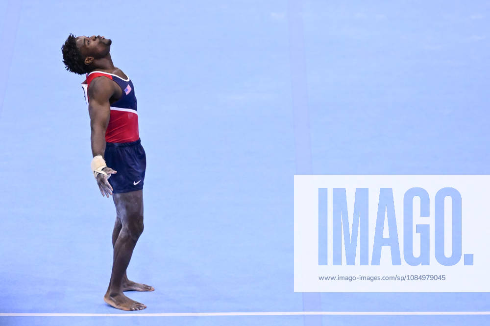 IPA90122997 - RICHARD Frederick (USA) celebrating on the floor during the 54th Artistic Gymnastics World Championships in Rotterdam, Netherlands
