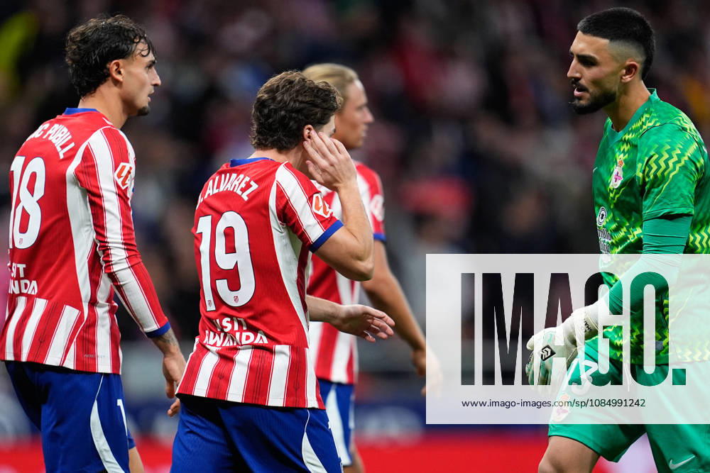 Julian Alvarez of Atletico de Madrid celebrates after scoring his team s first goal during the Spanish League, LaLiga EA Sports, football match between Atletico de Madrid and Deportivo La Coruna at Riyadh Air Metropolitano stadium on October 24, 2026, in Madrid, Spain. Atletico De Madrid V Deportivo La Coruna - LaLiga EA Sports - ZUMAa181 20261024_zaa_a181_464