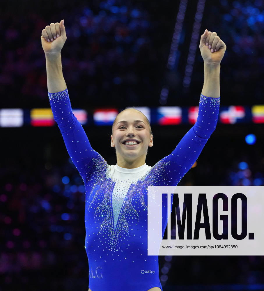 Kaylia Nemour of Algeria wins gold in the floor exercise during the Artistic Gymnastics competition on Day 8 of the World Championships at Ahoy in Rotterdam, Netherlands, on October 24, 2026. DeFodi Images