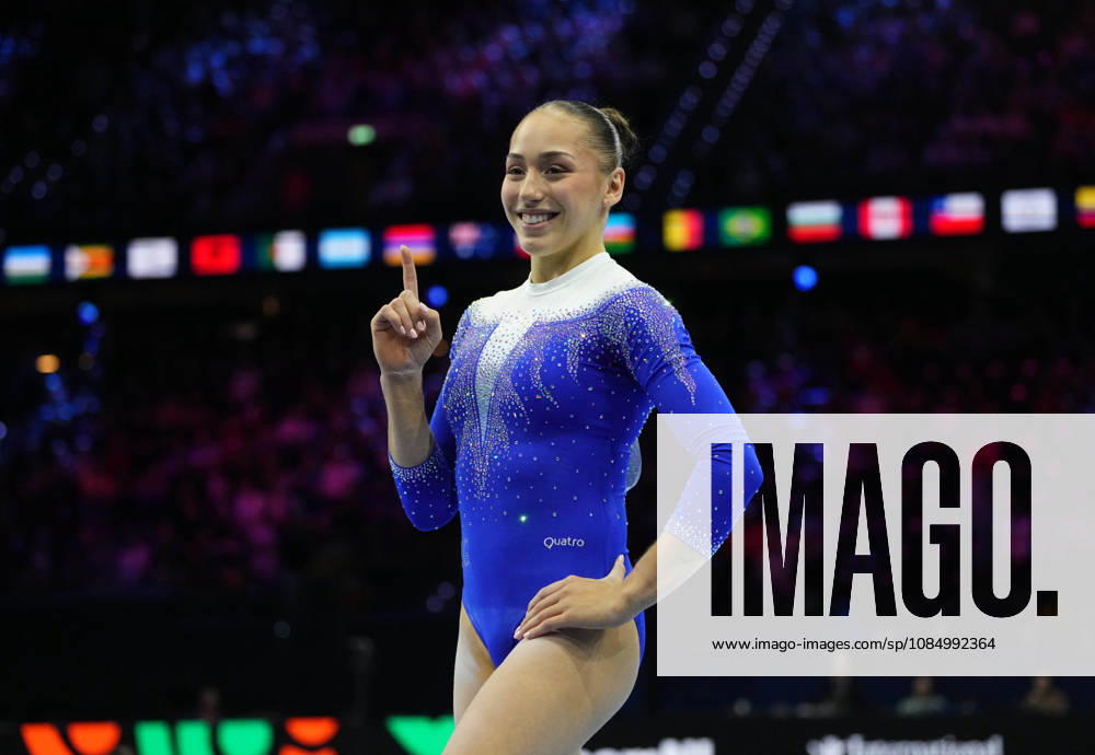 Kaylia Nemour of Algeria wins gold in the floor exercise during the Artistic Gymnastics competition on Day 8 of the World Championships at Ahoy in Rotterdam, Netherlands, on October 24, 2026. DeFodi Images