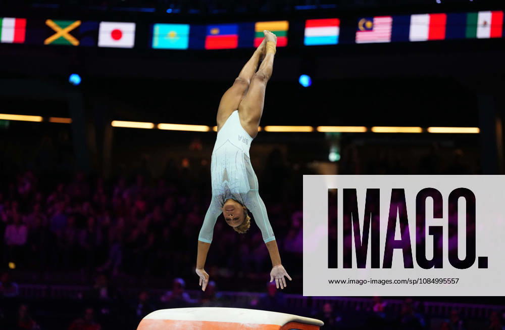 Rebeca Andrade of Brazil on the vault during the artistic gymnastics competition on Day 8 of the World Championships at Ahoy in Rotterdam, Netherlands, on October 24, 2026. DeFodi Images