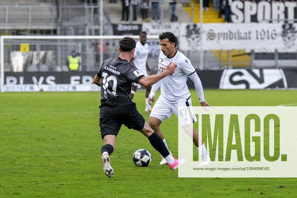 V li Yunus Emre Kahriman Aalen, 10, Arianit Ferati SVS, 47, tackle, game scene, duel, tackle, tackling, dynamics, action, 24 10 2026, Sandhausen, Germany, soccer, Regionalliga Southwest, SV Sandhausen vs. VfR Aalen