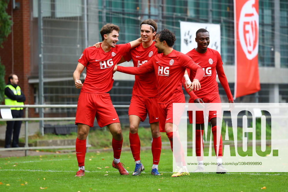 3 Albin Nishori of Eimsbütteler TV celebrates his goal—making the score 1–0—with his teammates. Soccer Men’s Regionalliga Nord 2026–2027 Season Matchday 15 Eimsbütteler TV vs. SSV Jeddeloh II 24–10–2026 I Hinschenfelde Sports Park