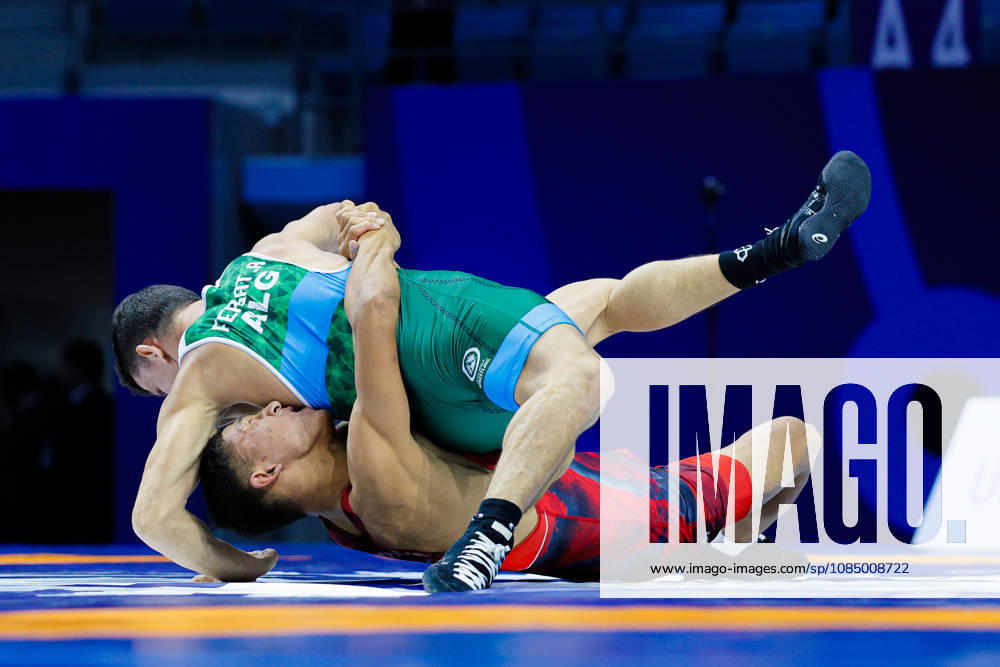 Senior World Championships, 60 kg Greco-Roman: Kurmanbek Zhaparov (KGZ) vs. Abdelkarim Fergat (ALG)