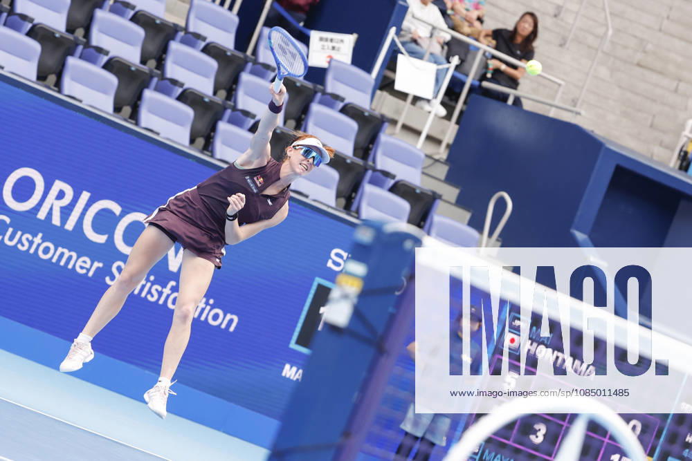 Maya JOINT (AUS) serves against Mai HONTAMA (JPN) during their qualifying match at the Toray Pan Pacific Open at Ariake Coliseum in Tokyo. The tournament runs from October 26 to November 1. Joint won 7-5, 6-3. Tokyo Japan - ZUMAm191 20261025_aap_m191_005