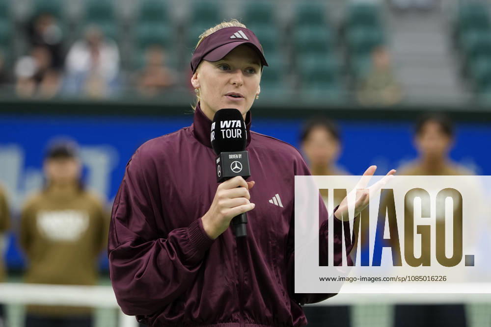 WTA, Tennis Damen Kinoshita Group Japan Open - Day 7 Ashlyn Krueger of the United States speaks after her singles final loss to Katerina Siniakova of the Czech Republic at the 2026 Kinoshita Group Japan Open Women s tennis tournament at Utsubo Tennis Center in Osaka, Japan, on October 25, 2026. Osaka Japan