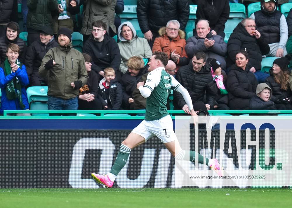 Hibernian forward Owen Elding celebrates scoring to give Hibs a 1-0 lead Hibernian v Celtic, William Hill Scottish Premiership, Football, Easter Road, Edinburgh, Scotland, UK - 25 Oct 2026Edinburgh Easter Road Scotland United Kingdom