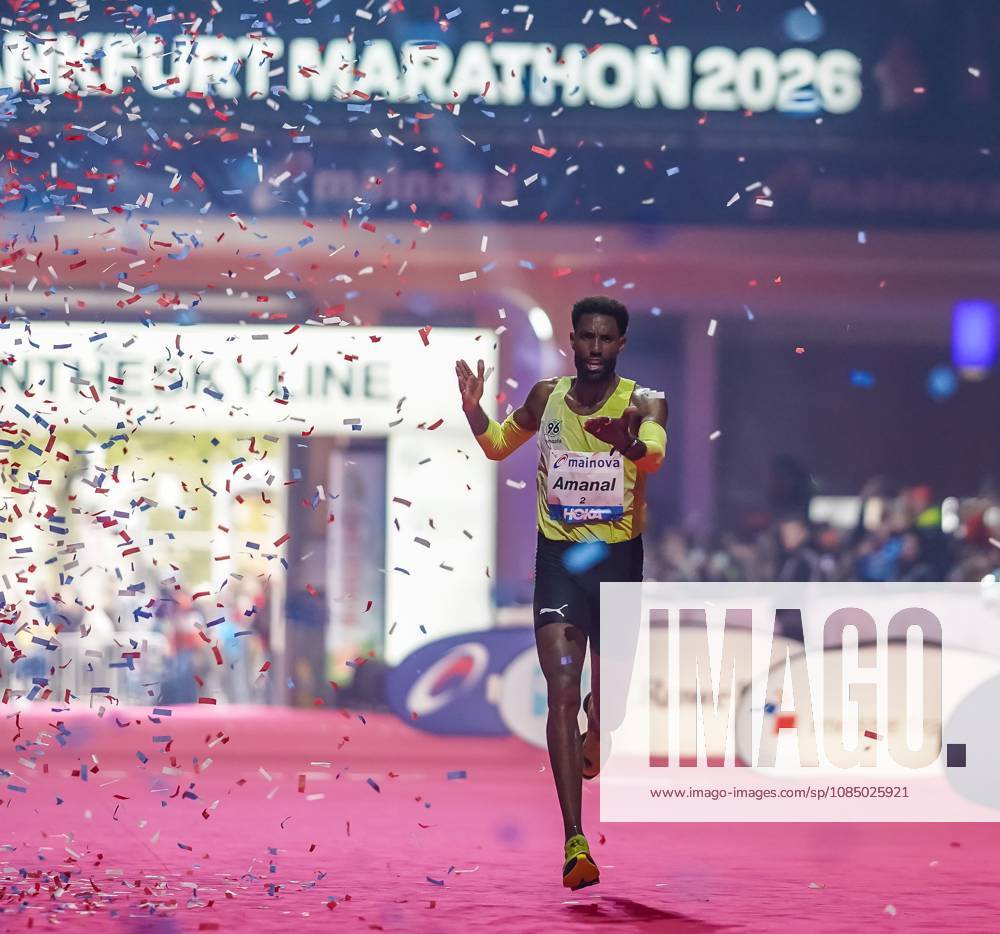 Amanal Petros Finishes Second at the Mainova Frankfurt Marathon 25 10 26 Strong Race at the Festhalle: European Champion Amanal Petros of Hannover 96 finishes second at the Mainova Frankfurt Marathon with a time of 2:05:46. He is thus the first German runner this millenniumto stand on the podium at the classic Frankfurt Marathon Frankfurt Festhalle Hesse Germany JRW01917