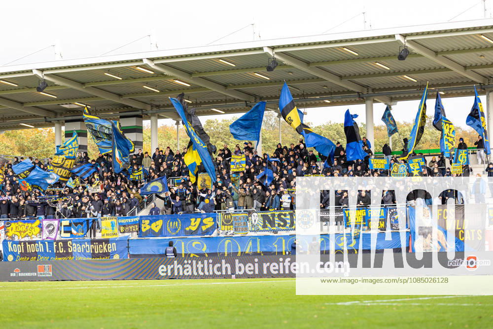 Fans of 1 FC Saarbrücken in the visitors section GER, TSV Havelse vs. 1 FC Saarbrücken, soccer, 3. Liga, Matchday 11, 2026–2027 season, October 25, 2026 DFL regulations prohibit the use of photographs as image sequences and or quasi-video GER, TSV Havelse vs. 1 FC Saarbruecken, soccer, 3. Liga, Matchday 11, 2026–2027 season, October 25, 2026, Hanover