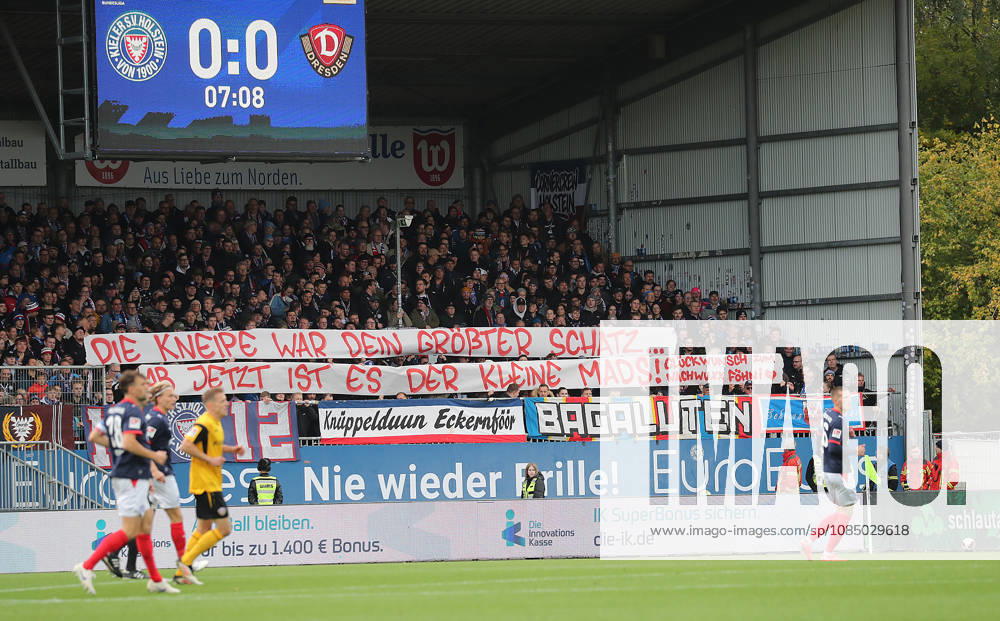 Banner in the Kiel section: Soccer, Men s, 2026–2027 season, 2. Bundesliga, Holstein Stadium, Holstein Kiel vs. Dynamo Dresden. DFL regulations prohibit any use of photographs as image sequences and or quasi-video.