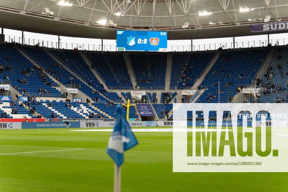 Scoreboard: TSG Hoffenheim vs. Bayer 04 Leverkusen, stadium, stands, GER, TSG 1899 Hoffenheim vs. Bayer 04 Leverkusen, soccer, Bundesliga 1, Matchday 7, 2026–2027 season, October 25, 2026, DFL regulations prohibit any use of photographs as image sequences and or quasi-video, GER, TSG 1899 Hoffenheim vs. Bayer 04 Leverkusen, soccer, Bundesliga 1, Matchday 7, 2026–2027 season, October 25, 2026, Sinsheim