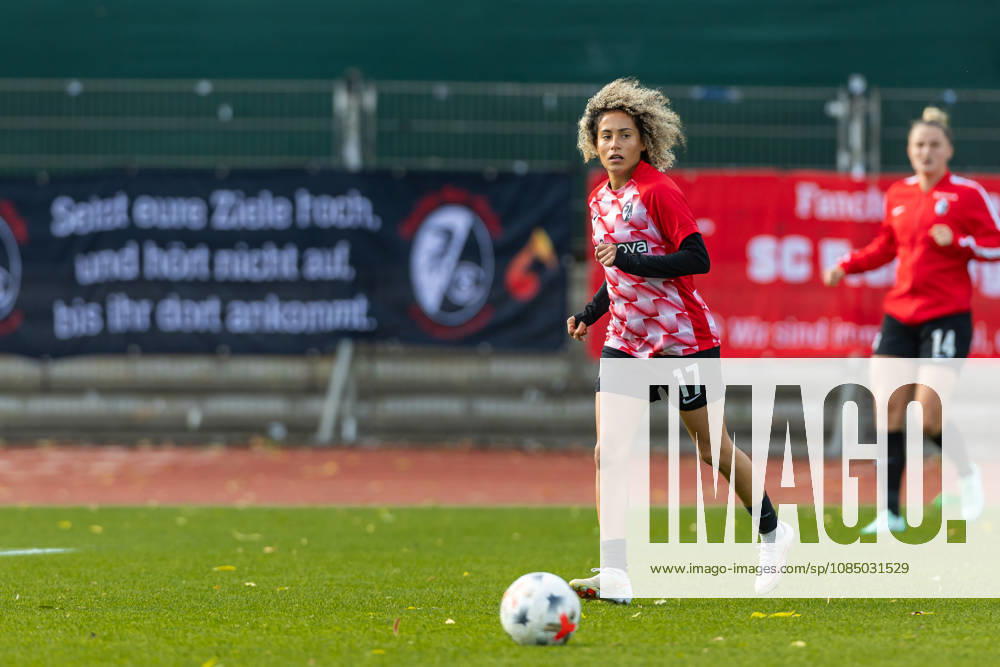Bremen, Germany, October 25, 2026: Amira Arfaoui of SC Freiburg warming up during the Google Pixel Women’s Bundesliga match between SV Werder Bremen and SC Freiburg at Weserstadion, Section 11, on October 25, 2026, in Bremen. Photo by Mario Hommes, DeFodi Images. DFB DFL REGULATIONS PROHIBIT ANY USE OF PHOTOGRAPHS AS IMAGE SEQUENCES AND OR QUASI-VIDEO Bremen, Germany, October 25, 2026: Amira Arfaoui of SC Freiburg warming up during the Google Pixel Women’s Bundesliga match between SV Werder Bremen and SC Freiburg at Weserstadion Platz 11 on October 25, 2026, in Bremen. Photo by Mario Hommes, DeFodi Images, DFB, DFL REGULATIONS PROHIBIT ANY USE OF PHOTOGRAPHS AS IMAGE SEQUENCES AND OR QUASI-VIDEO Photo by Mario Hommes, DeFodi Images