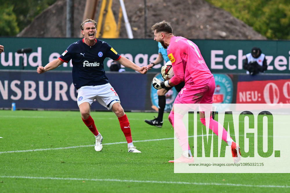 Soccer, Men s, 2nd Bundesliga, 2026–2027 Season, Holstein Kiel vs. SG Dynamo Dresden, Matchday 9, KSV, SGD, Holstein Stadium; Goalkeeper Timon Weiner is celebrated for saving a penalty kick; Kiel, Holstein Stadium; Holstein Stadium, Schleswig-Holstein, Germany
