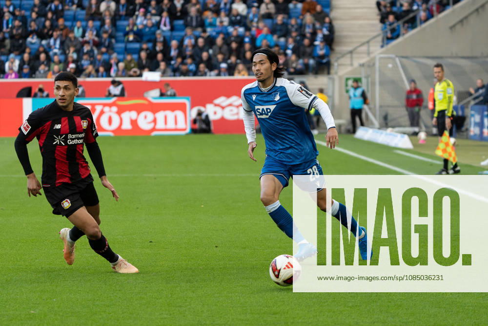 Koki Machida, TSG Hoffenheim, 28, on the ball, action, dribbling, attack, GER, TSG 1899 Hoffenheim vs. Bayer 04 Leverkusen, soccer, Bundesliga 1, Matchday 7, 2026–2027 season, October 25, 2026, DFL regulations prohibit any use of photographs as image sequences and or quasi-video, GER, TSG 1899 Hoffenheim vs. Bayer 04 Leverkusen, soccer, Bundesliga 1, Matchday 7, 2026–2027 season, October 25, 2026, Sinsheim