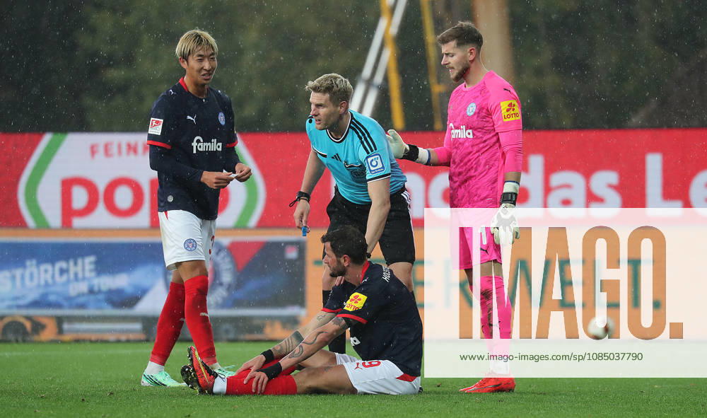 Injury: Giorgi Kvilitaia (Holstein Kiel); Referee: Timo Gerach; Goalkeeper: Timon Weiner (Holstein Kiel); Hiroki Sekine (Holstein Kiel); Soccer, Men s, 2026–2027 Season, 2. Bundesliga, Holstein Stadium, Holstein Kiel vs. Dynamo Dresden, 3–0. DFL regulations prohibit any use of photographs as image sequences and or quasi-video.