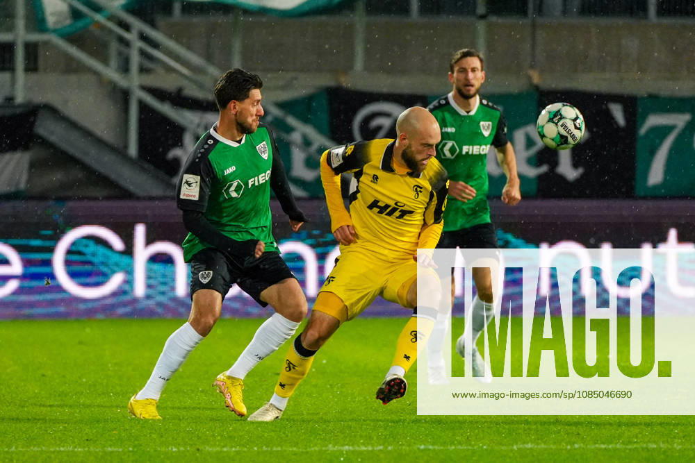 Adrian Stanilewicz, Fortuna Köln, 20; Charalambos Makridis, SC Preußen Münster, 14; tackle; German soccer; 3. Liga; 2026–27 season; Matchday 11; October 25, 2026; SC Preußen Münster vs. Fortuna Cologne, LVM Preußenstadion Münster, North Rhine-Westphalia