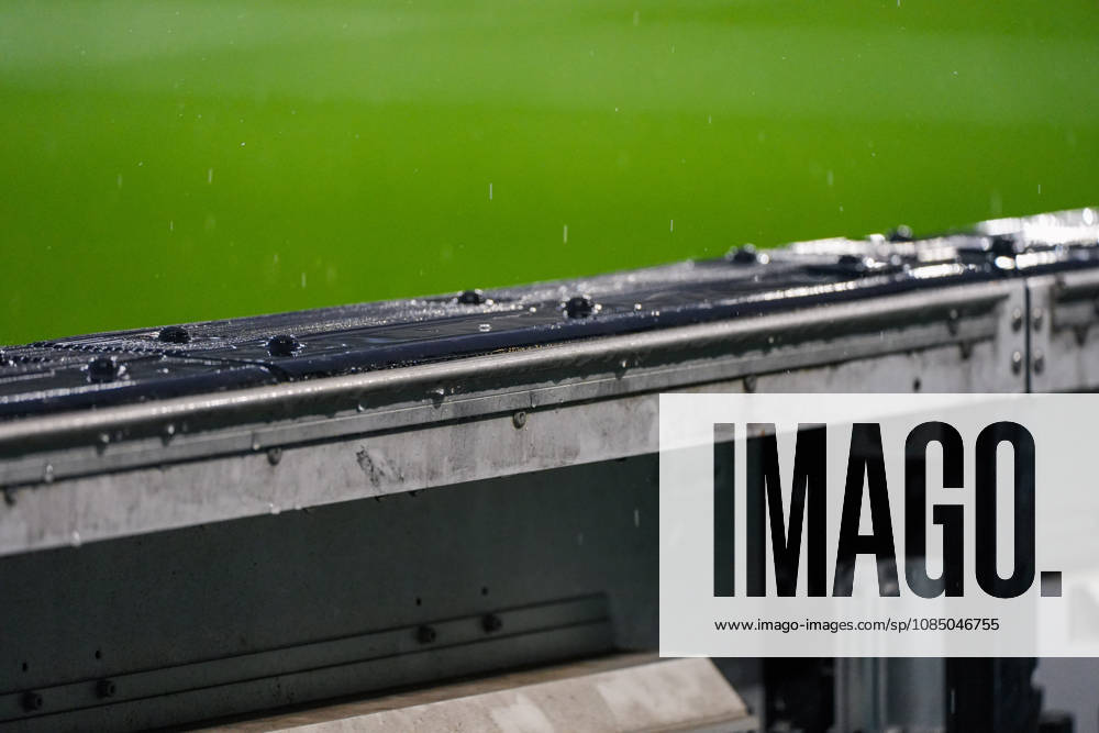 Heavy rain during the game at LVM Preussenstadion, German soccer, 3rd Division, 2026–27 season, Matchday 11, October 25, 2026, SC Preußen Münster vs. Fortuna Köln, LVM Preussenstadion Münster, North Rhine-Westphalia
