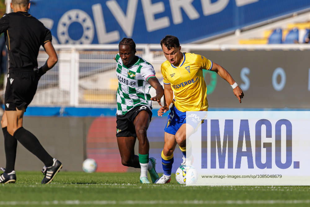 Axel Camblan and G. Batista seen in a football match between Estoril Praia and Moreirense FC in Liga Portugal Betclic 2026 27 at Estadio Antonio Coimbra da Mota, Estoril, Portugal (Luis Loureiro Ball Raw Images PT) Estoril Estadio Antonio Coimbra da Mota Portugal