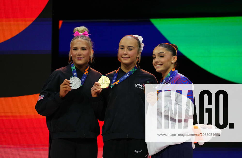 Claire Pease (USA) and Reese Esponda (USA) during the artistic gymnastics competition on Day 9 of the World Championships at Ahoy in Rotterdam, Netherlands, on October 25, 2026. DeFodi Images