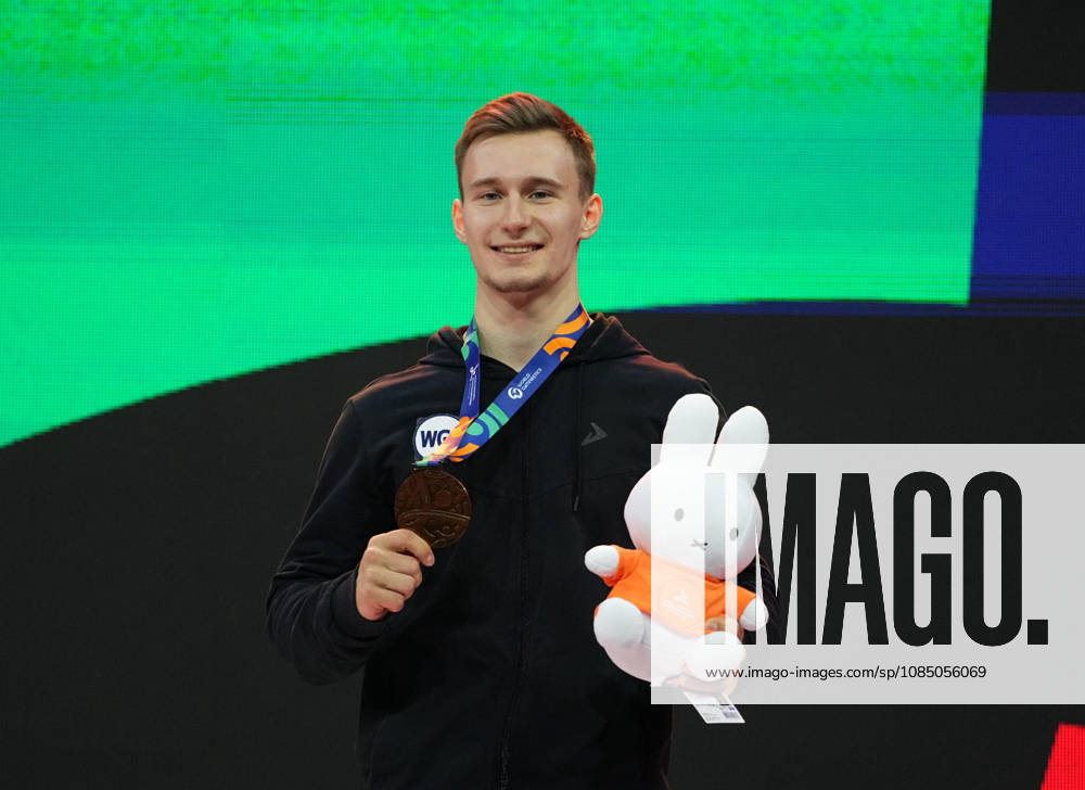 Daniel Marinov of Russia wins bronze in the parallel bars during the artistic gymnastics competition on Day 9 of the World Championships at Ahoy in Rotterdam, Netherlands, on October 25, 2026. DeFodi Images