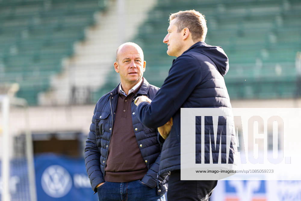 L R Markus Thiele, 1. FC Saarbrücken, Director of Sports; Tobias Abel, 1. FC Saarbrücken, Spokesperson for the Board (GER); TSV Havelse vs. 1. FC Saarbrücken, Soccer, 3rd Division, Matchday 11, 2026–2027 Season, October 25, 2026 DFL regulations prohibit the use of photographs as image sequences and or quasi-video GER, TSV Havelse vs. 1 FC Saarbrücken, soccer, 3rd League, Matchday 11, 2026–2027 season, October 25, 2026, Hanover