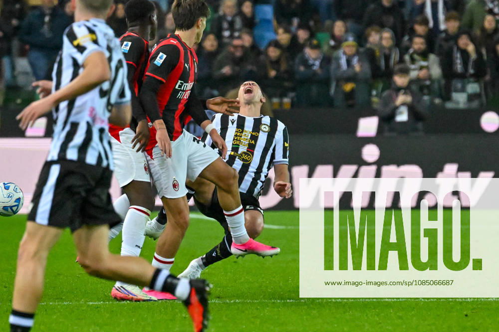 Udineses Jakub Piotrowski reacts during the Italian Serie A soccer match between Udinese FC and AC Milan at the Bluenergy Stadium Stadio Friuli in Udine, Italy, 25 october 2026. ANSA . Serie A - Udinese Vs Milan - ZUMAa110 20261025_zaf_a110_042