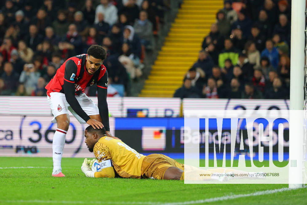 IPA90182510 - AC Milan s Koni De Winter and AC Milan s Mike Maignan during the Serie A Enilive soccer match between Udinese and Milan at the Bluenergy Stadium in northeastern Italy on October 25, 2026.