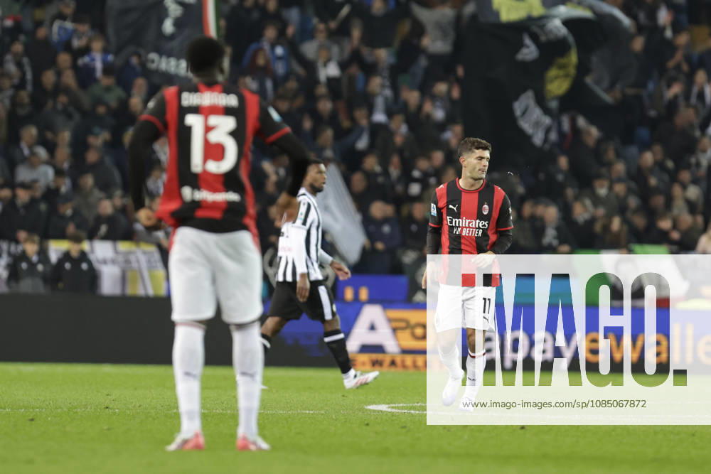 Udinese Calcio v AC Milan - Serie A 2026 27 AC Milan s Christian Pulisic celebrates after scoring a goal during the Serie A Enilive soccer match between Udinese and Milan at the Bluenergy Stadium in Udine, Italy, on October 25, 2026. Udine Italy Italy