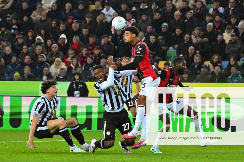 IPA90182902 - A header by Milan s Koni De Winter during the Udinese Calcio vs. AC Milan Serie A soccer match in Udine, Italy, on October 25, 2026