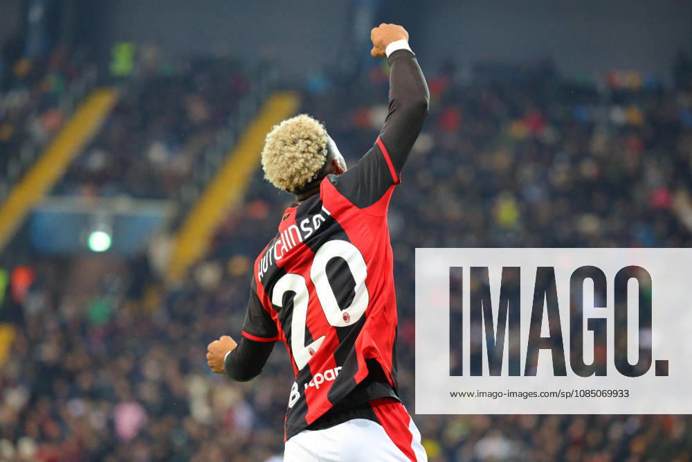 IPA90183761 - AC Milan s Omari Hutchinson celebrates after scoring a goal during the Serie A Enilive soccer match between Udinese and Milan at the Bluenergy Stadium in northeastern Italy on October 25, 2026.