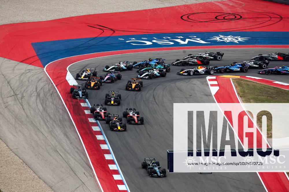F1 - UNITED STATES GRAND PRIX 2026 Start 12 KIMI ANTONELLI Andrea (ita), Mercedes AMG F1 Team W17, action 44 HAMILTON Lewis (gbr), Scuderia Ferrari SF-26, action 16 LECLERC Charles (mco), Scuderia Ferrari SF-26, action 03 VERSTAPPEN Max (nld), Red Bull Racing Ford RB22, action during the 2026 Formula 1 United States Grand Prix, 18th round of the 2026 Formula One World Championship, WM, Weltmeisterschaft from October 23 to 25, 2026 on the Circuit of the America, in Austin, Texas, United States of America -