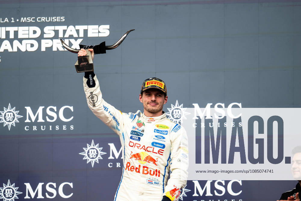 F1 - UNITED STATES GRAND PRIX 2026 VERSTAPPEN Max (nld), Red Bull Racing Ford RB22, portrait podium during the 2026 Formula 1 United States Grand Prix, 18th round of the 2026 Formula One World Championship, WM, Weltmeisterschaft from October 23 to 25, 2026 on the Circuit of the America, in Austin, Texas, United States of America - AustinUnited States