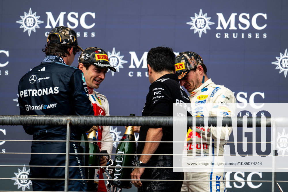 F1 - UNITED STATES GRAND PRIX 2026 KIMI ANTONELLI Andrea (ita), Mercedes AMG F1 Team W16, portrait LECLERC Charles (mco), Scuderia Ferrari SF-26, portrait VERSTAPPEN Max (nld), Red Bull Racing Ford RB22, portrait podium during the 2026 Formula 1 United States Grand Prix, 18th round of the 2026 Formula One World Championship, WM, Weltmeisterschaft from October 23 to 25, 2026 on the Circuit of the America, in Austin, Texas, United States of America - AustinUnited States