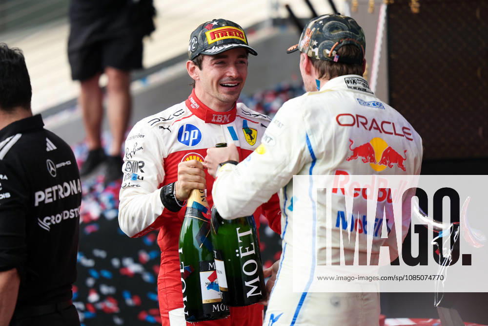 F1 - UNITED STATES GRAND PRIX 2026 LECLERC Charles (mco), Scuderia Ferrari SF-26, portrait and VERSTAPPEN Max (nld), Red Bull Racing Ford RB22, portrait podium during the 2026 Formula 1 United States Grand Prix, 18th round of the 2026 Formula One World Championship, WM, Weltmeisterschaft from October 23 to 25, 2026 on the Circuit of the America, in Austin, Texas, United States of America - AustinUnited States