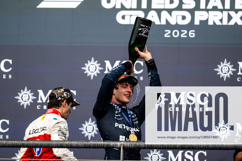 F1 - UNITED STATES GRAND PRIX 2026 KIMI ANTONELLI Andrea (ita), Mercedes AMG F1 Team W16, portrait podium during the 2026 Formula 1 United States Grand Prix, 18th round of the 2026 Formula One World Championship, WM, Weltmeisterschaft from October 23 to 25, 2026 on the Circuit of the America, in Austin, Texas, United States of America - AustinUnited States