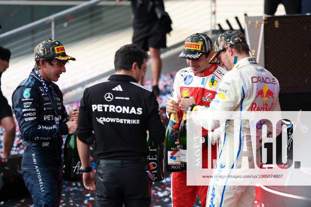 F1 - UNITED STATES GRAND PRIX 2026 KIMI ANTONELLI Andrea (ita), Mercedes AMG F1 Team W17, portrait, VERSTAPPEN Max (nld), Red Bull Racing Ford RB22, portrait and LECLERC Charles (mco), Scuderia Ferrari SF-26, portrait podium during the 2026 Formula 1 United States Grand Prix, 18th round of the 2026 Formula One World Championship, WM, Weltmeisterschaft from October 23 to 25, 2026 on the Circuit of the America, in Austin, Texas, United States of America - AustinUnited States
